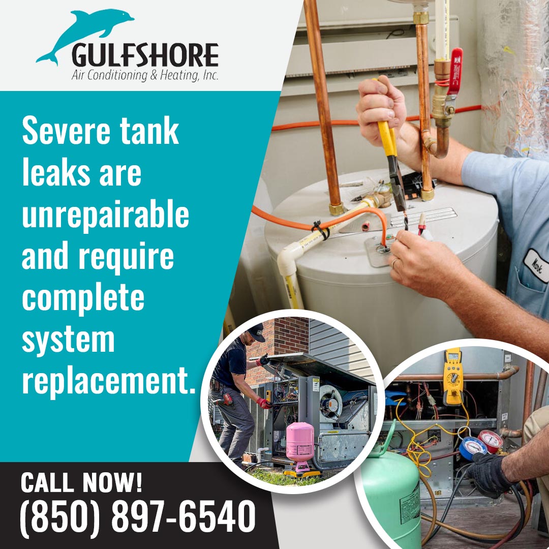 Technician inspecting a water heater